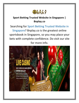 Sport Betting Trusted Website in Singapore  8nplay.co