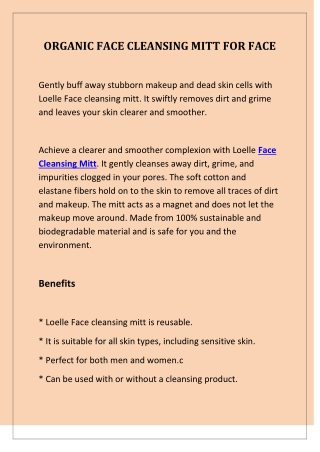 ORGANIC FACE CLEANSING MITT FOR FACE