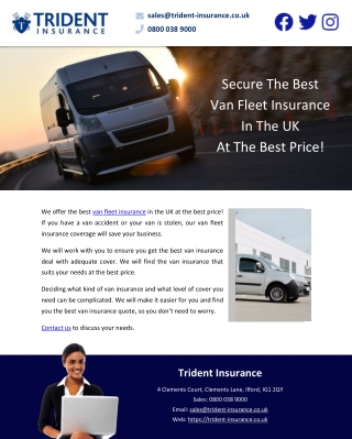 Secure The Best Van Fleet Insurance In The UK At The Best Price!