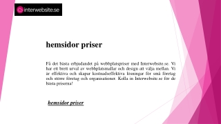 hemsidor priser  Interwebsite.se