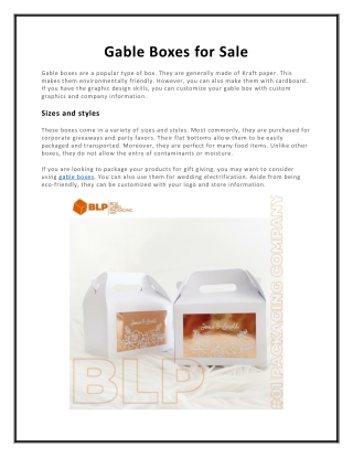 Gable Boxes for Sale