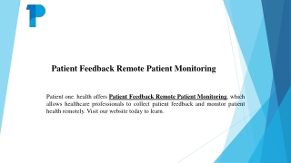 Patient Feedback Remote Patient Monitoring  Patientone.health