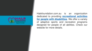 Recreational Activities for People With Disabilities  Halefoundation.com.au