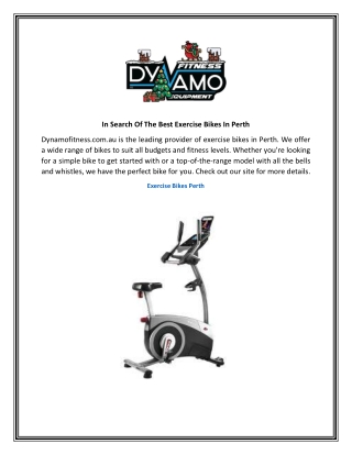 In Search Of The Best Exercise Bikes In Perth