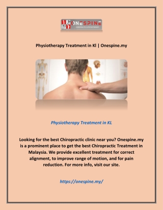 Physiotherapy Treatment in Kl | Onespine.my