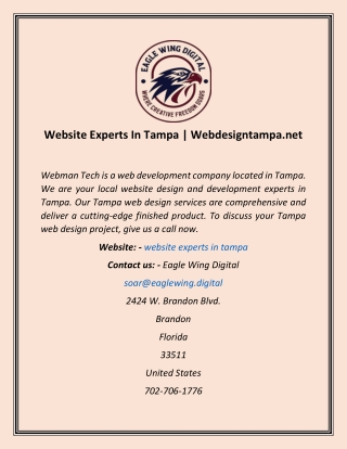 Website Experts In Tampa  Webdesigntampa.net