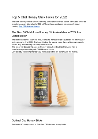 Top 5 Cbd Honey Stick Picks for 2022