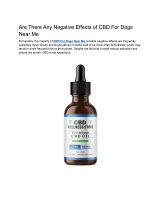 Are There Any Negative Effects of CBD For Dogs Near Me