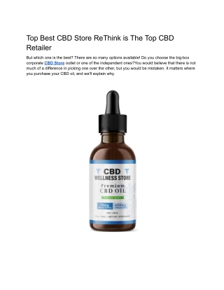 Top Best CBD Store ReThink is The Top CBD Retailer