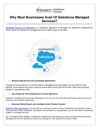 Why Must Businesses Avail Of Salesforce Managed Services