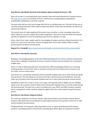 Steel Roll-on Tube Market Overview, Data Updates, Reports Analysis & Forecast