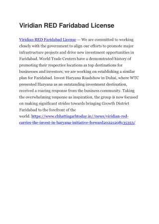 Viridian RED Faridabad License