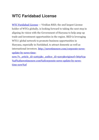 WTC Faridabad License