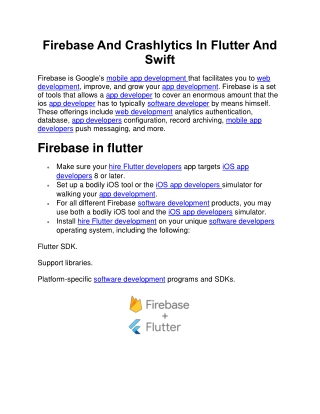 Firebase And Crashlytics In Flutter And Swift