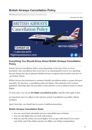 Everything You Should Know About British Airways Cancellation Policy
