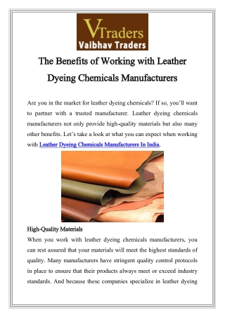 Leather Dyeing Chemicals Manufacturers In India Call-9811082269