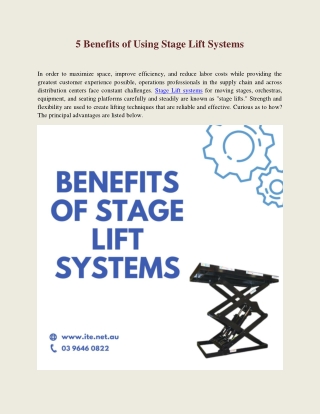 5 Benefits of Using Stage Lift Systems