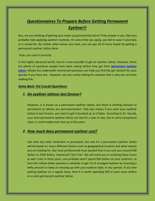 Questionnaires To Prepare Before Getting Permanent Eyeliner