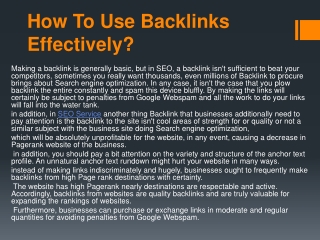 How To Use Backlinks Effectively