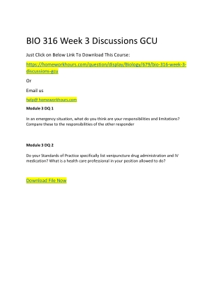 BIO 316 Week 3 Discussions GCU