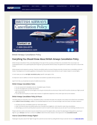 British Airways Cancellation Policy