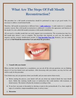What Are The Steps Of Full Mouth Reconstruction?