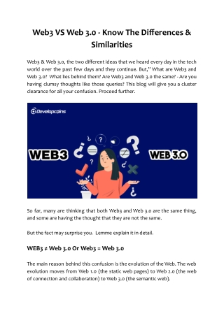 Web3 VS Web 3.0 - Know The Differences & Similarities