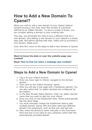 How to Add a New Domain To Cpanel