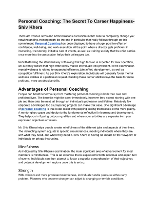 Personal Coaching_ The Secret To Career Happiness- Shiv Khera