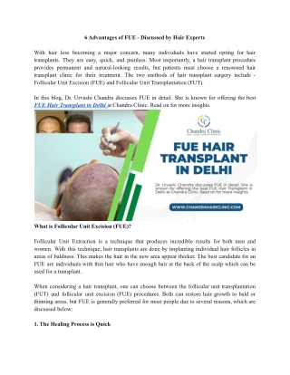 Best Hair Transplant Surgeon in Delhi, Pitampura - Chandra Clinic