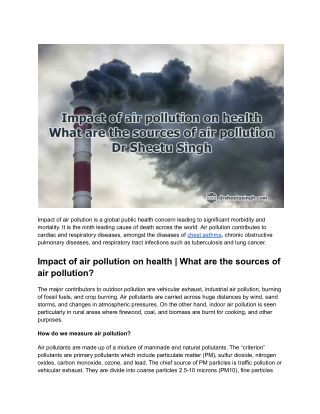 Impact of air pollution on health – Dr Sheetu Singh