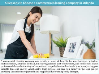 5 Reasons to Choose a Commercial Cleaning Company in Orlando