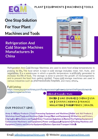 Refrigeration And Cold Storage Machines Manufacturers In China