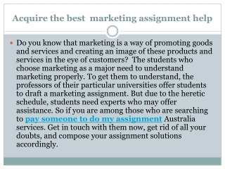 Acquire the best  marketing assignment help