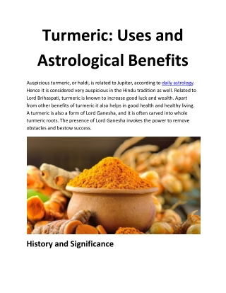 Turmeric: Uses and Astrological Benefits