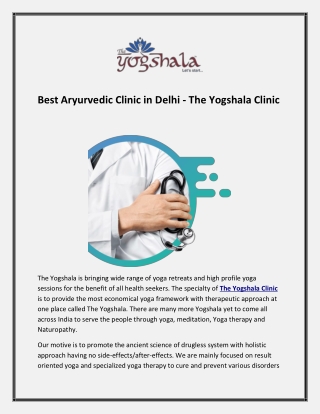 Best Aryurvedic Clinic in Delhi - The Yogshala Clinic