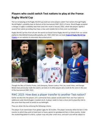 Players who could switch Test nations to play at the France Rugby World Cup