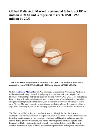 Malic Acid Market