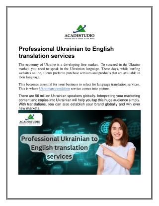 Professional Ukrainian to English translation services