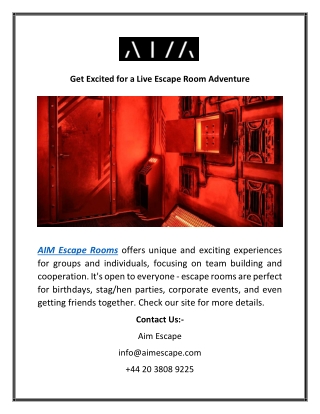 Get Excited for a Live Escape Room Adventure