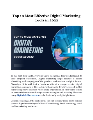 Top 10 Most Effective Digital Marketing Tools in 2022