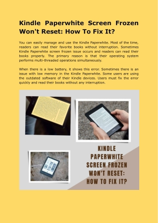 Kindle Paperwhite Screen Frozen Won't Reset: How To Fix It?