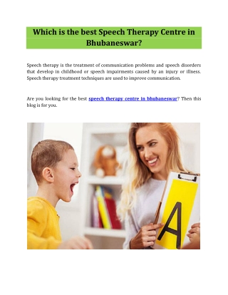 Speech Therapy Centre in Bhubaneswar