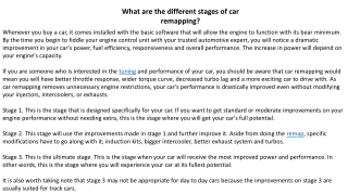 What are the different stages of car remapping