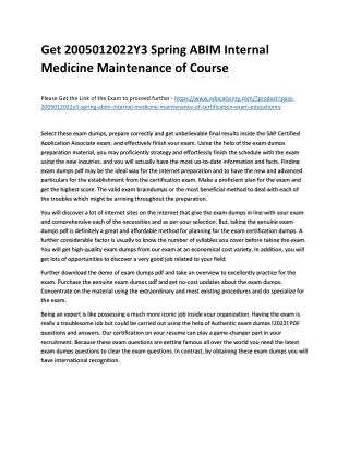 2005012022Y3 Spring ABIM Internal Medicine Maintenance of