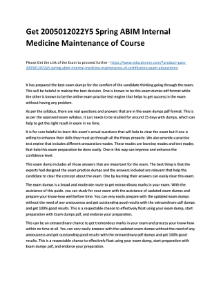 2005012022Y5 Spring ABIM Internal Medicine Maintenance