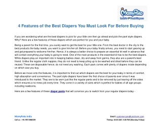 4 Features of the Best Diapers You Must Look For Before Buying