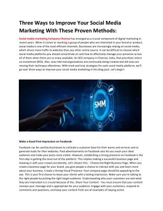 Three Ways to Improve Your Social Media Marketing With These Proven Methods