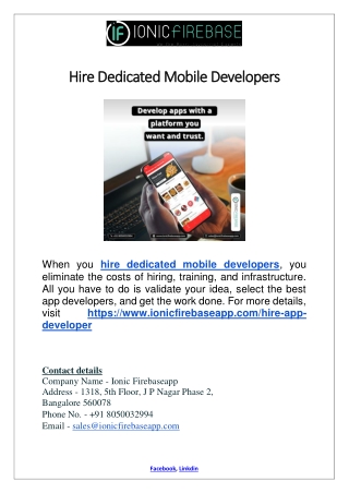 Hire Dedicated Mobile Developers