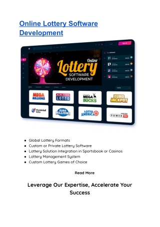 Online lottery software development